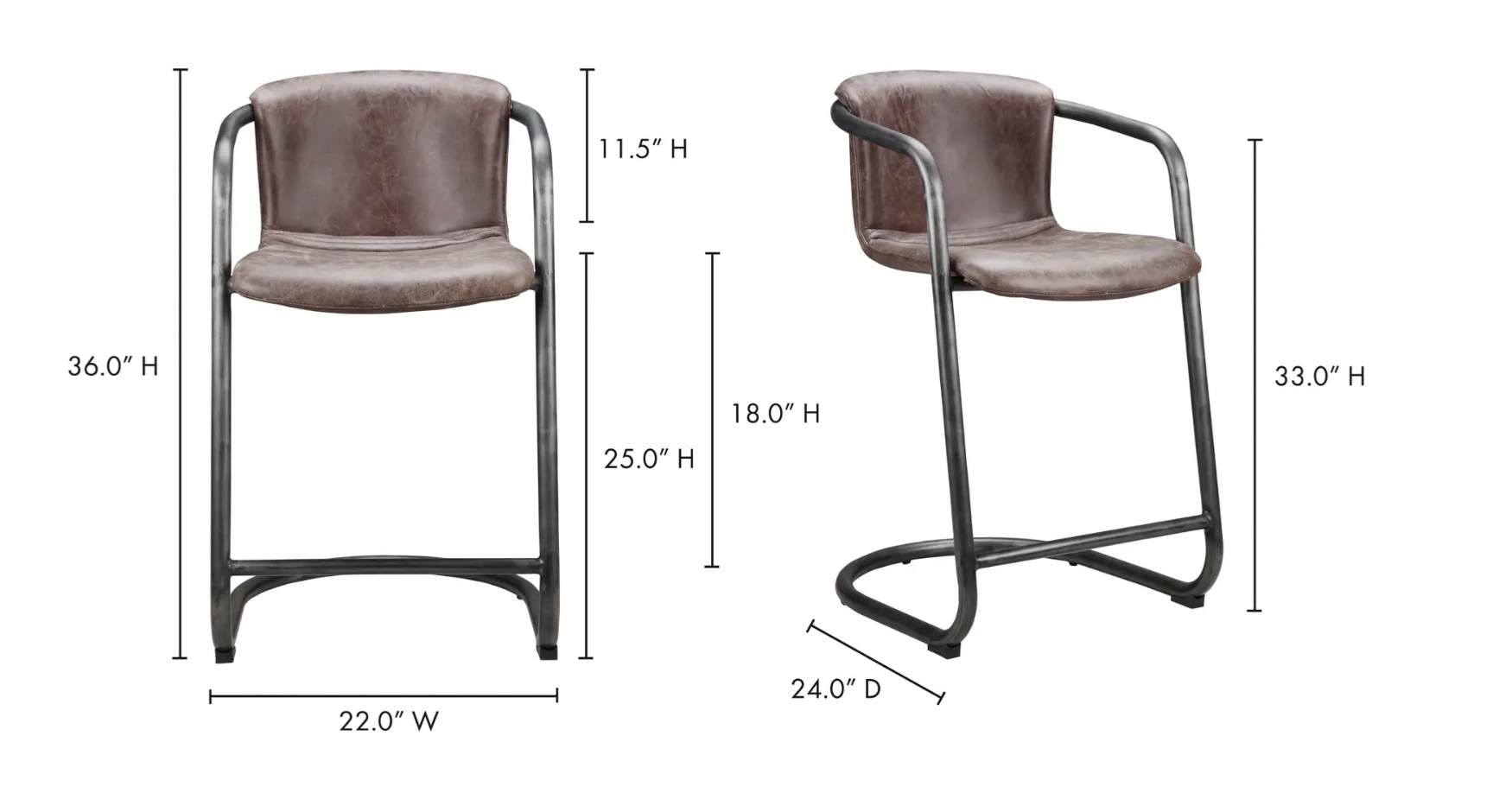 Freeman Guest Chair - Counter Height Brown | Iron Age Office