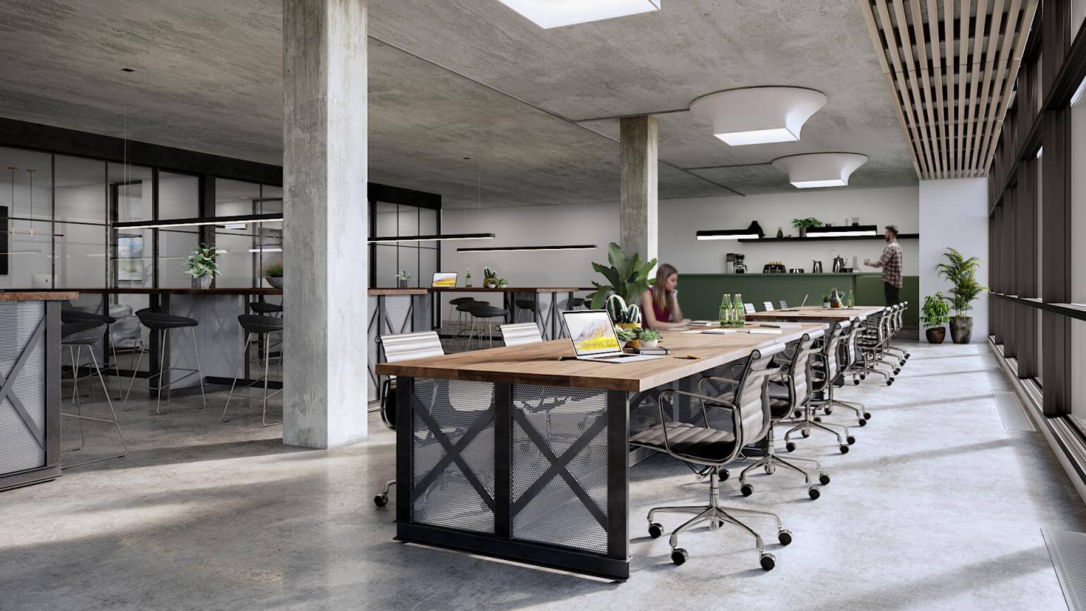 Empty office. ABC age vfhrths d ckfywf[. Community Table. Space age Office 70s. Space age Office Design from 70s.
